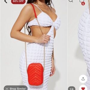 Red shoulder bag for date night